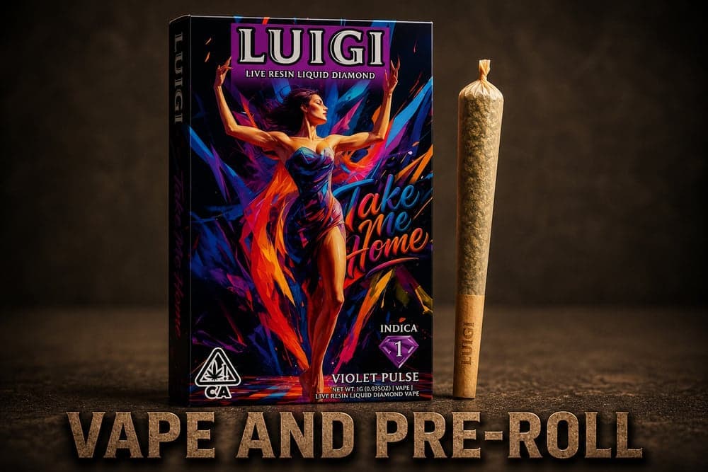 Luigi Violet Pulse All in One V9 Vape - 1 Gram Vape Carts cannabis