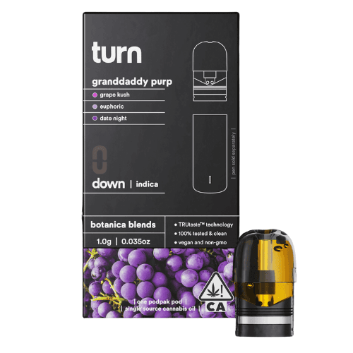 Turn Vapes Grandaddy Purp Botanical Turn Pod Vape - 1 Gram Vape Carts cannabis